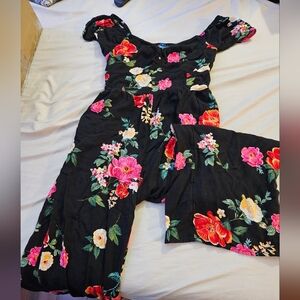 Black floral jumpsuit romper